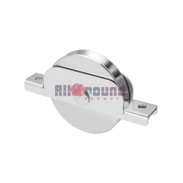 Groefwiel enkel gelagerd met steun, V-groef rond 120mm steunhoogte 52mm