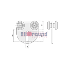 Dubbele hangrol 4 wielen met afgeronde montage plaat