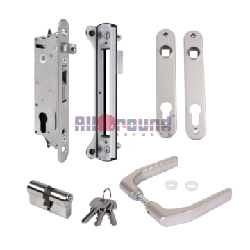 Complete Fiftylock set met insteekslot en slotvanger voor metalen, aluminium en PVC poorten