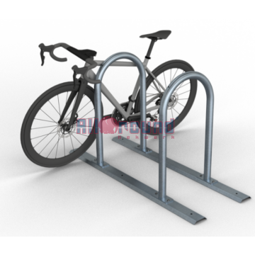 Fietsenrek – Rijopstelling met ronde aanleunbeugels Ø 48 mm