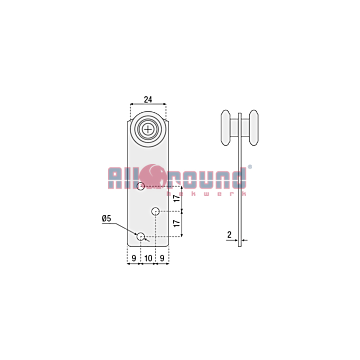 Hangrol met 2 Nylon Wielen en Montageplaat van 28 mm
